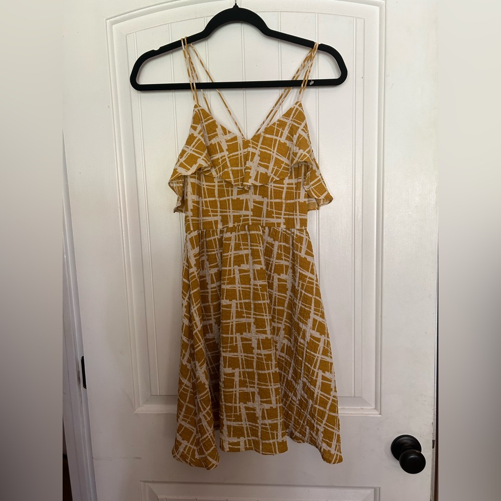 J.O.A. Women’s Los Angeles Mustard Yellow Plaid Dress Size Small